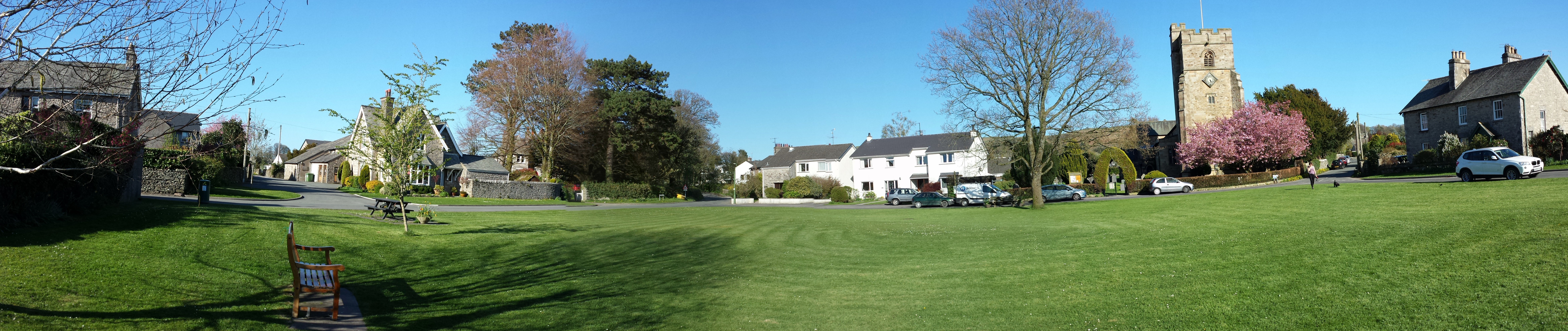 Panoramic view of Natland village green